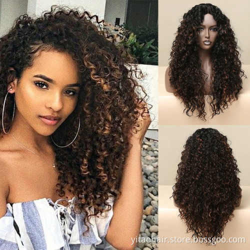 Water wave  lace front  Wig Heat Resist Fiber Soft Long water curly wave  Wig For Black Women Synthetic curly  Lace Front Wigs